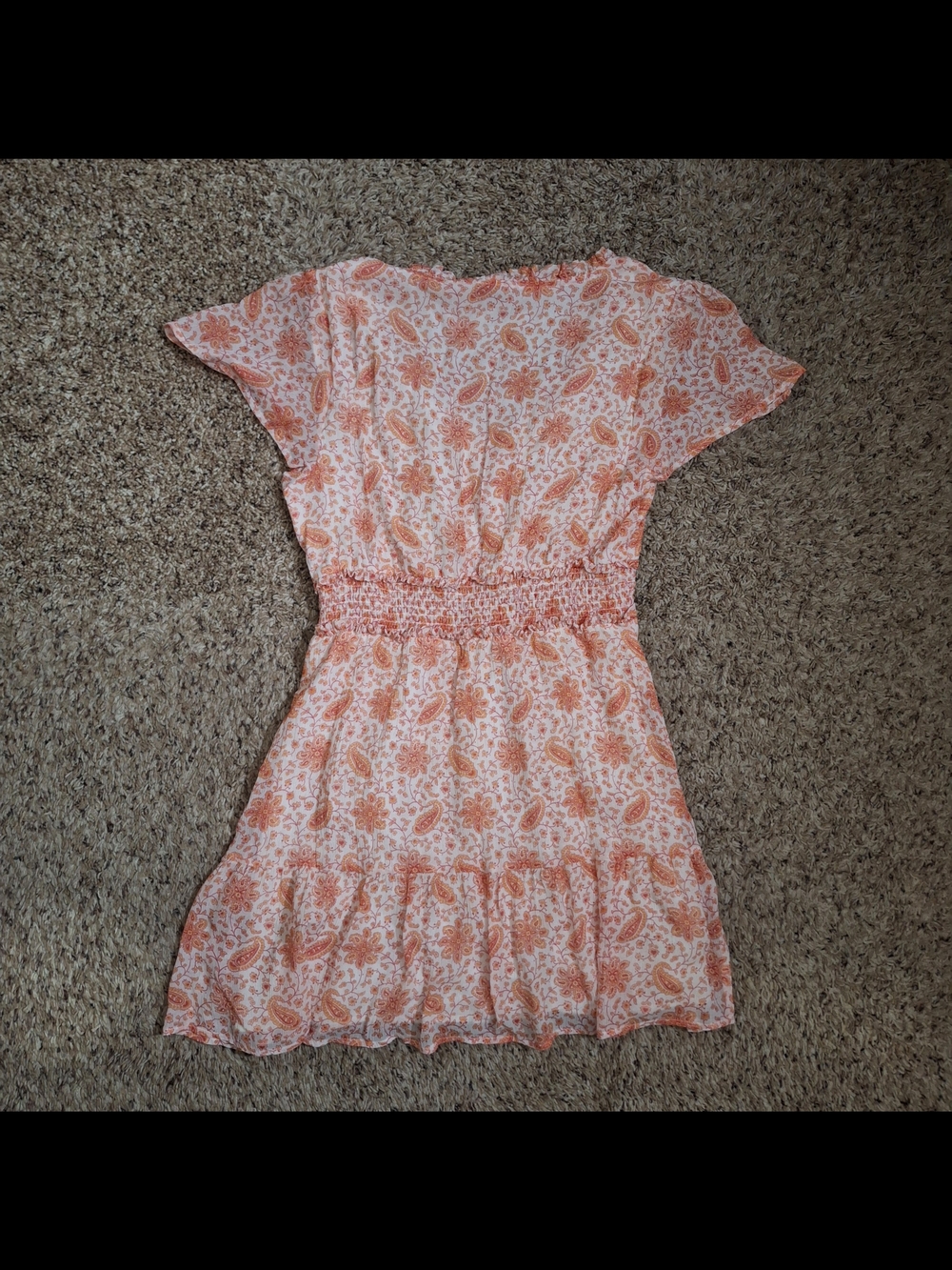 PAIGE 100% Silk Giannina Smocked Dress - Orange Sherbert Paisley - Picture 3 of 7